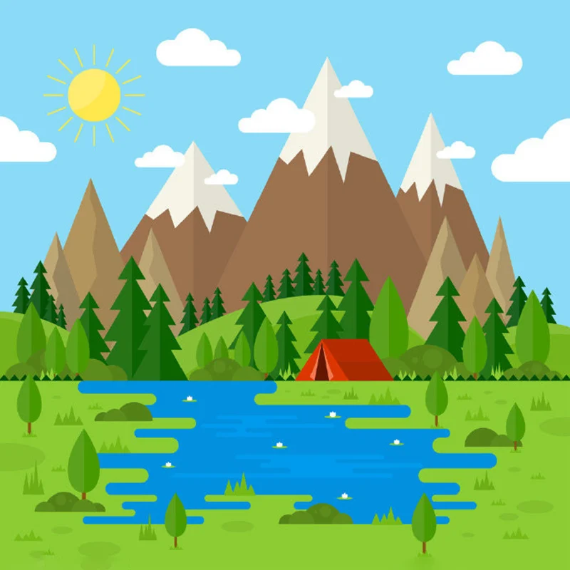 Kinder-Wandbilder mit Bergen und Flüssen, wasserfest, bunt, Vliesstoff, für Babyzimmer Clearhalo