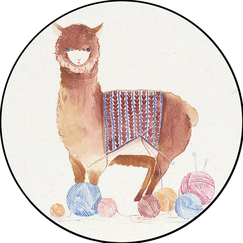 Kinderzimmerteppich Weiß, Tierfuchs-Koala-Alpaka-Aufdruck, Polyester, haustierfreundlich, waschbarer Teppich Clearhalo