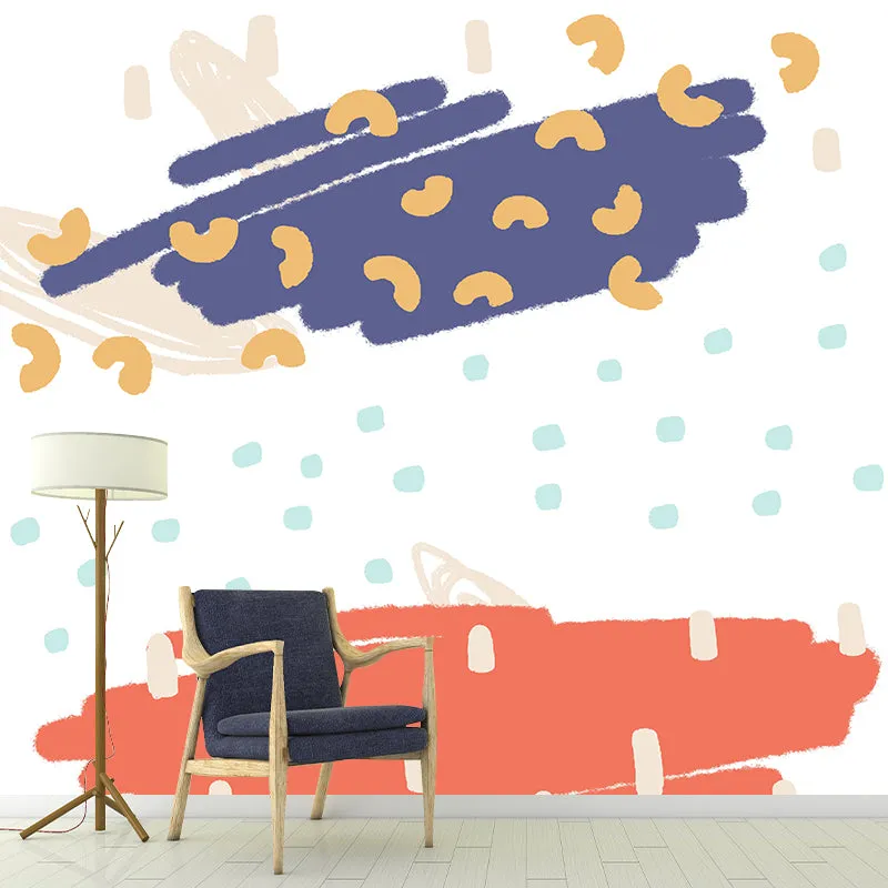 Kinderzimmer-Wandkunst im Doodle-Stil, schneit, Orange und Blau, personalisierte Größe Clearhalo