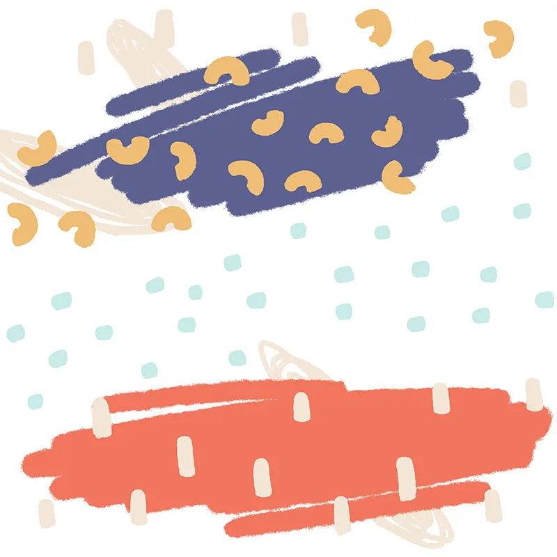 Kinderzimmer-Wandkunst im Doodle-Stil, schneit, Orange und Blau, personalisierte Größe Clearhalo