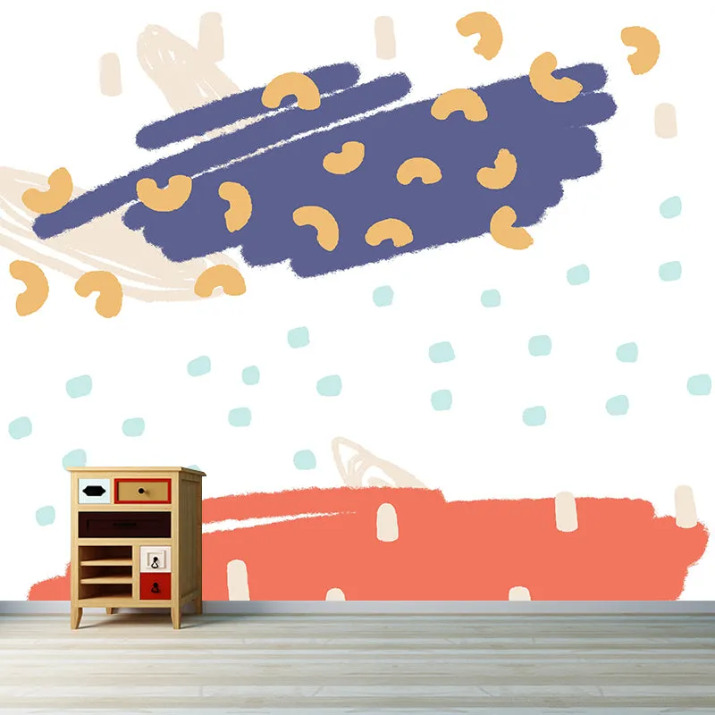 Kinderzimmer-Wandkunst im Doodle-Stil, schneit, Orange und Blau, personalisierte Größe Clearhalo