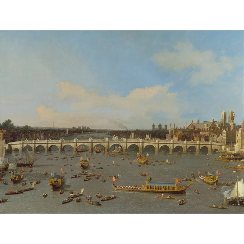 Klassische Art Thames River Wandtapete Grau-Blau, wasserfeste Wandverkleidung für Wohnzimmer Clearhalo