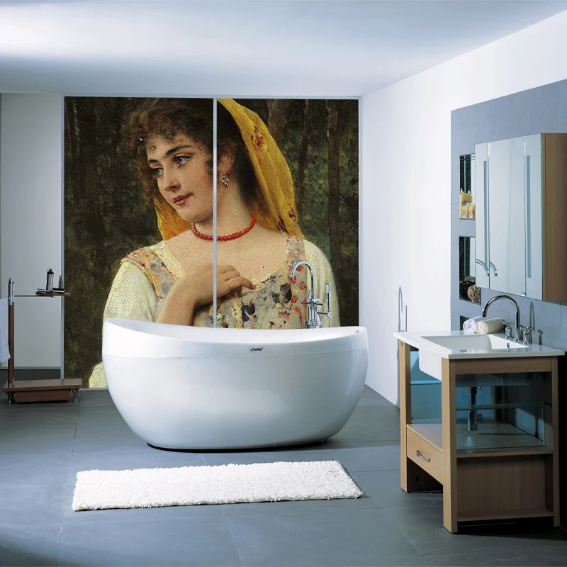 Klassische Mädchen-Wandtapete grauer und weißer Gästezimmer-Wandverkleidung, individuell bedruckt Clearhalo