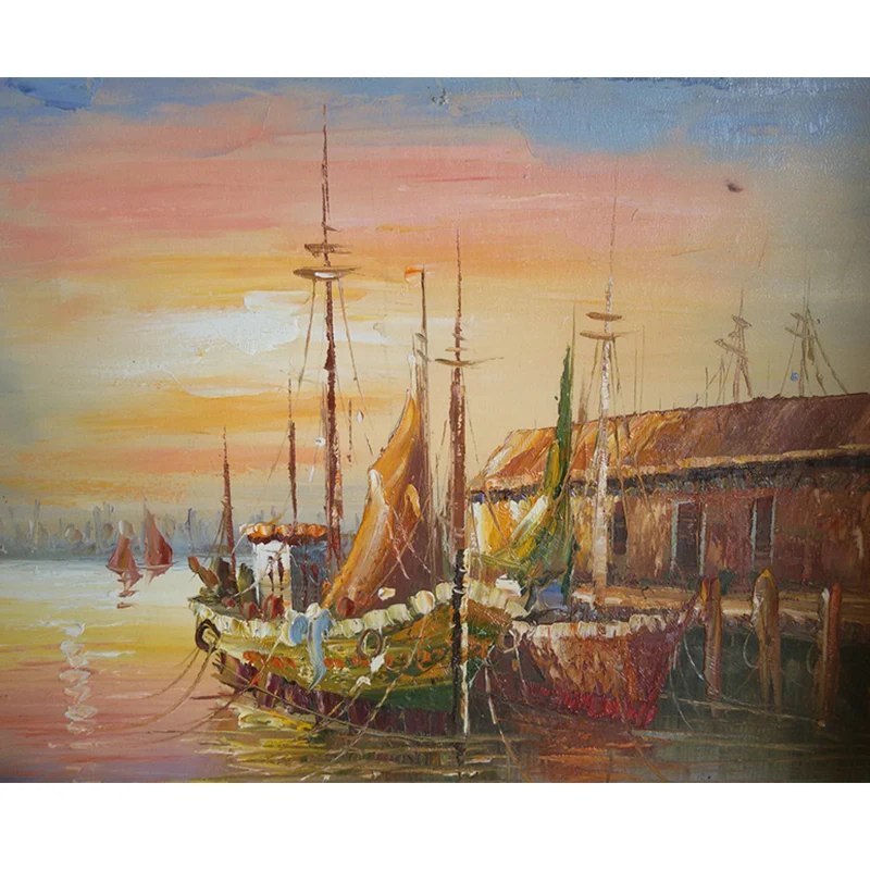 Klassische Wandbilder mit festgemachten Fischerbooten für den Flur, Wandverkleidung Sondergröße Braun Clearhalo