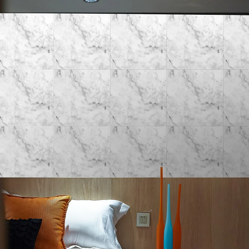 Klebende Marmor-Tapetenpaneele, zeitgenössische PVC-Wandkunst für Schlafzimmer, 12 Fuß L x 12 Zoll B Clearhalo