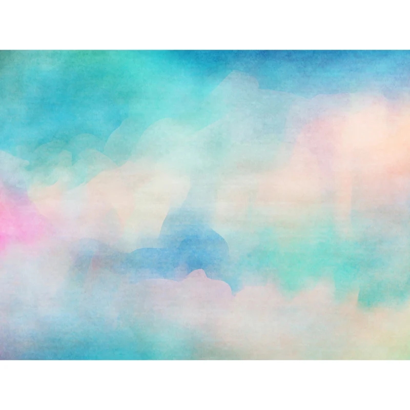 Künstlerische Regenbogen-Wandtapete, hellblaue Aquarell-Wanddekoration für Kinderzimmer Clearhalo