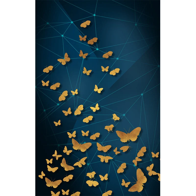 Künstlerische Tiere Tapetenwandbilder Gelb-Blaue Geometrie Wanddekoration für Schlafzimmer Clearhalo
