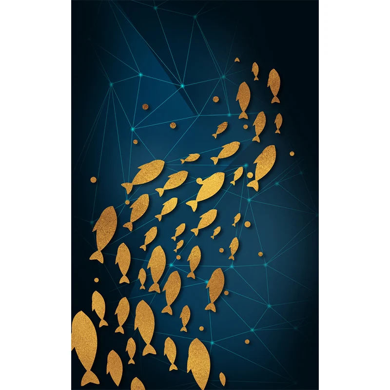 Künstlerische Tiere Tapetenwandbilder Gelb-Blaue Geometrie Wanddekoration für Schlafzimmer Clearhalo