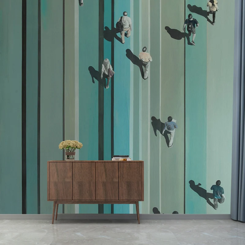 Künstlerisches Wandbild für Fußgänger, grau-blaue Wohnzimmer-Wanddekoration, personalisierte Größe Clearhalo