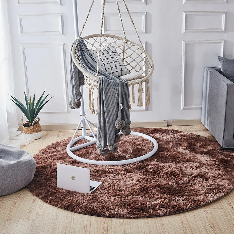 Komfort-Schlafzimmerteppich, mehrfarbiger Teppich mit Batikmuster, flauschiger, rutschfester Teppich Clearhalo