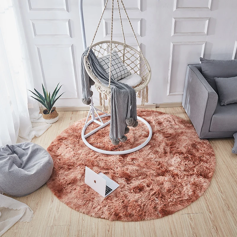 Komfort-Schlafzimmerteppich, mehrfarbiger Teppich mit Batikmuster, flauschiger, rutschfester Teppich Clearhalo