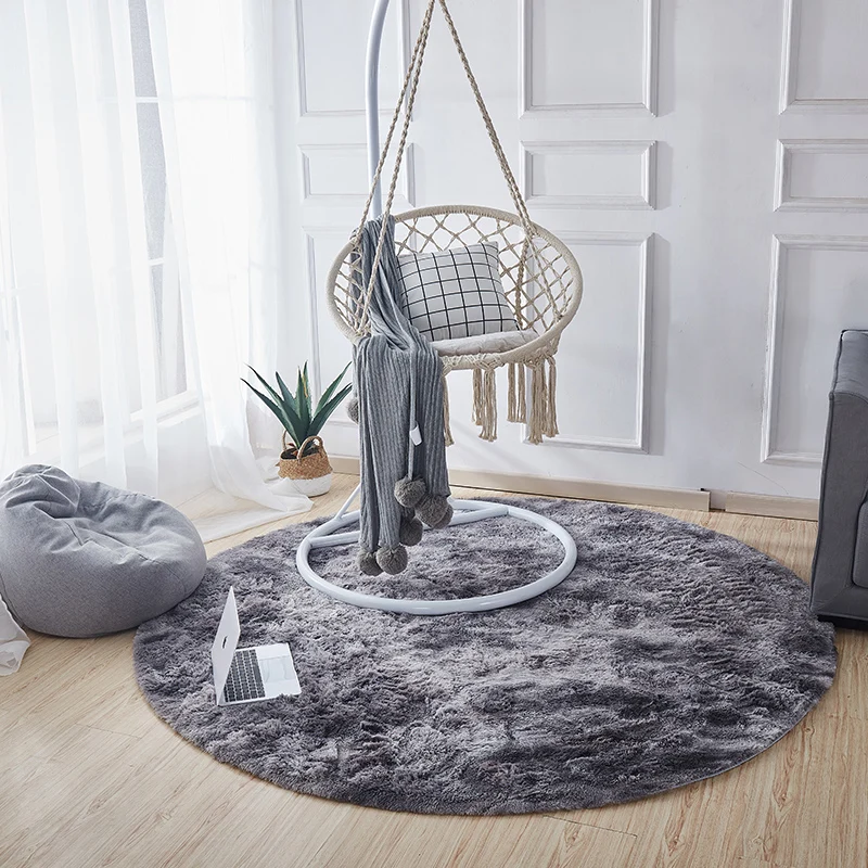 Komfort-Schlafzimmerteppich, mehrfarbiger Teppich mit Batikmuster, flauschiger, rutschfester Teppich Clearhalo
