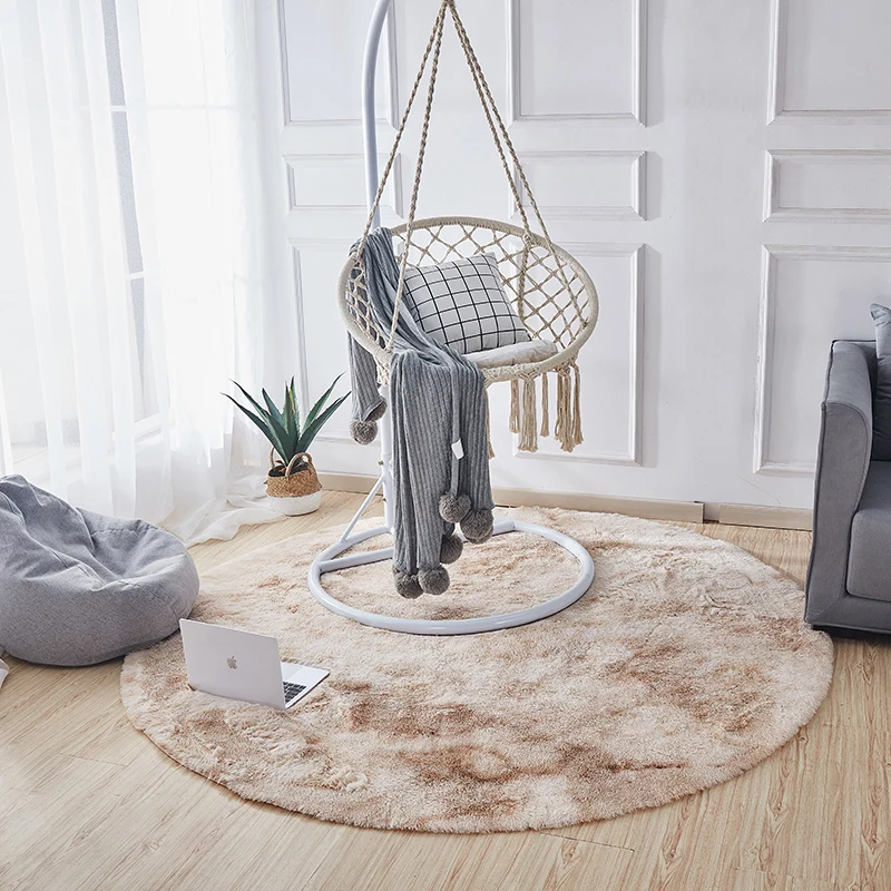 Komfort-Schlafzimmerteppich, mehrfarbiger Teppich mit Batikmuster, flauschiger, rutschfester Teppich Clearhalo