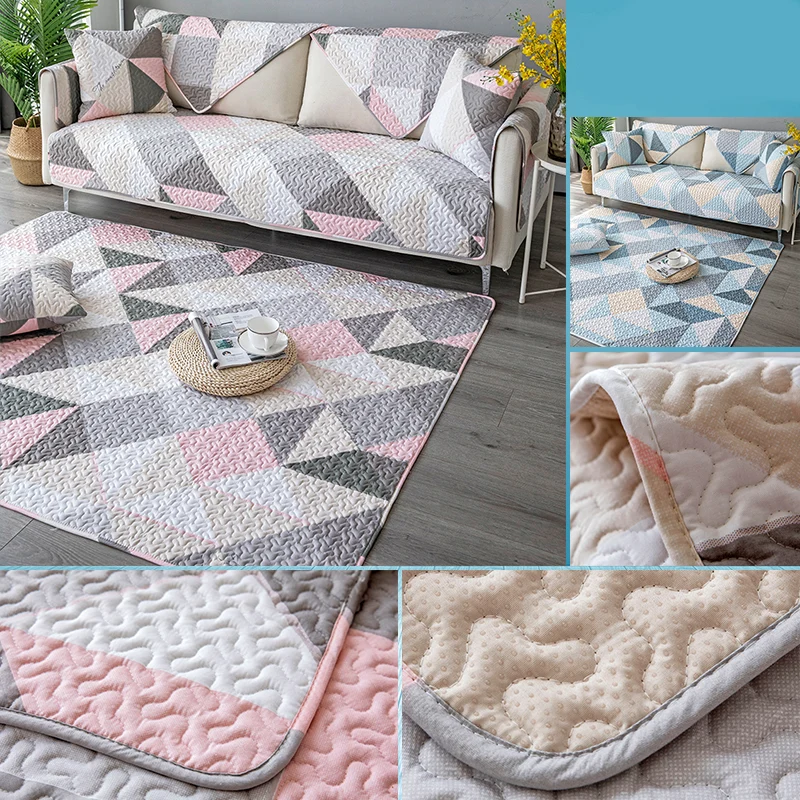 Komfort-Wohnzimmerteppich, mehrfarbig, geometrisch bedruckt, Teppich mit rutschfester Rückseite, waschbarer Teppich Clearhalo
