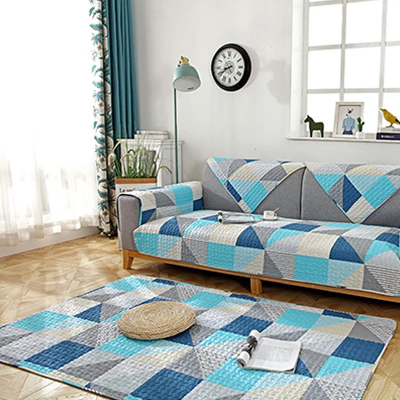 Komfort-Wohnzimmerteppich, mehrfarbig, geometrisch bedruckt, Teppich mit rutschfester Rückseite, waschbarer Teppich Clearhalo