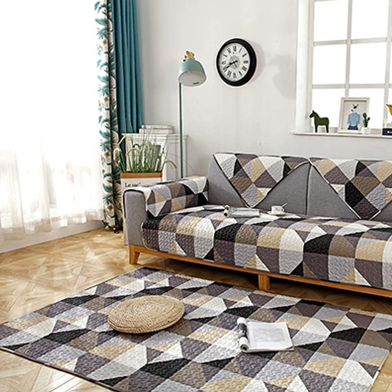 Komfort-Wohnzimmerteppich, mehrfarbig, geometrisch bedruckt, Teppich mit rutschfester Rückseite, waschbarer Teppich Clearhalo