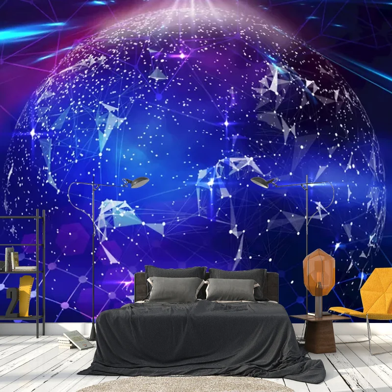 Leuchtendes Planeten-Wandbild für Heimdekoration, Blau und Lila, personalisierte Größe erhältlich Clearhalo