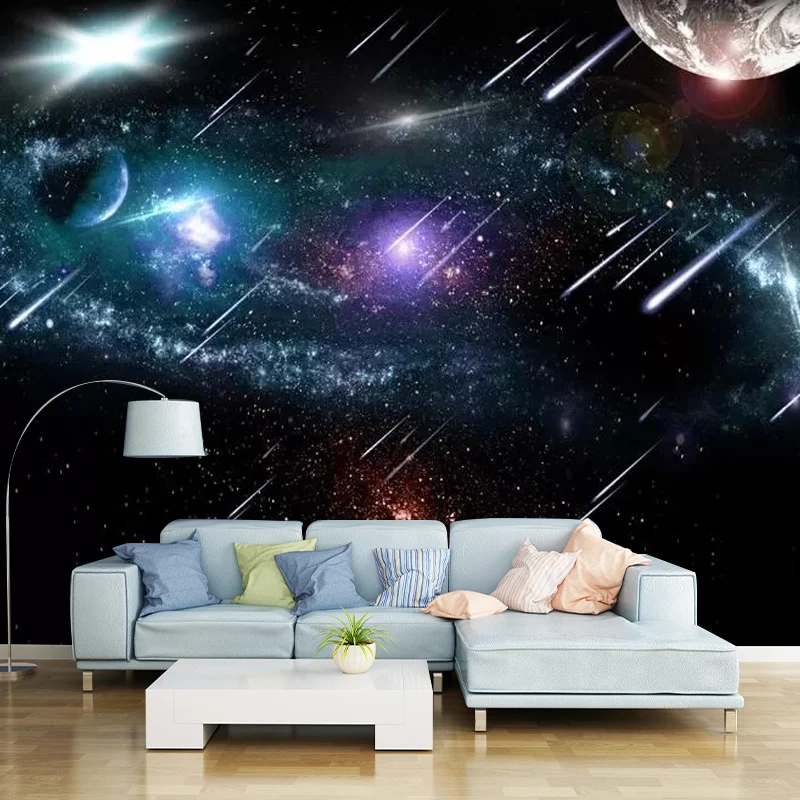 Lila und blaue Fantasy-Wandtapete voller Größe, Planet-Wandverkleidung für Akzentwände Clearhalo