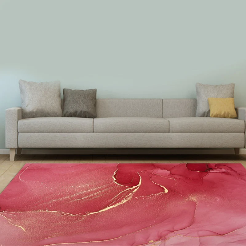 Lila und rosa moderner Teppich aus Polyester mit Aquarelldruck, maschinenwaschbarer, rutschfester Teppich für das Wohnzimm...