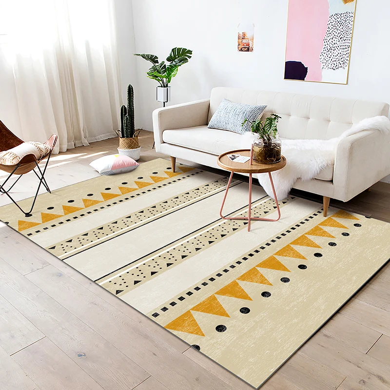 Lässiger Teppich mit geometrischem Muster, mehrfarbiger Synthetik-Innenteppich, rutschfeste Rückseite, maschinenwaschbarer...