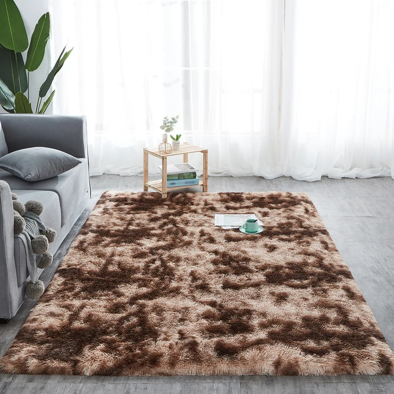 Lässiger Wohnzimmerteppich Rot und Blau mit Ikat-Print, rutschfester, waschbarer Teppich aus Polyester Clearhalo