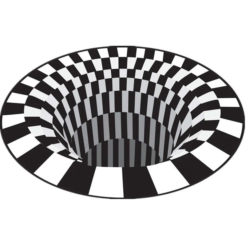 Lustiger Neuheits-Teppich, mehrfarbig, visuelle Täuschung, Spiralfallen-Teppich, rutschfester, waschbarer, haustierfreundl...