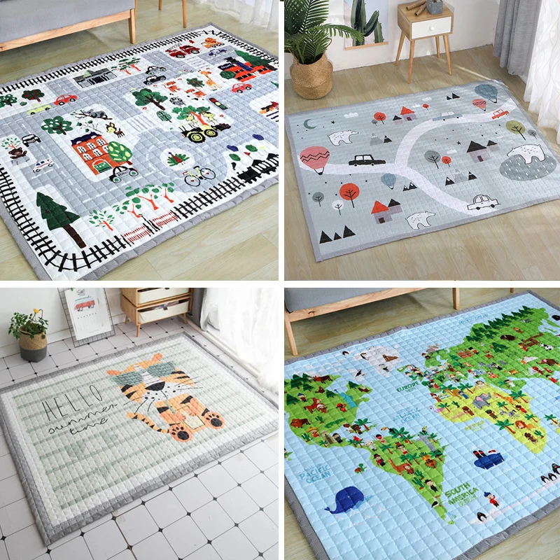 Lustiger Road Map Tierteppich, mehrfarbig, Kinderteppich, Synthetik, rutschfeste Rückseite, schmutzabweisend, haustierfreu...