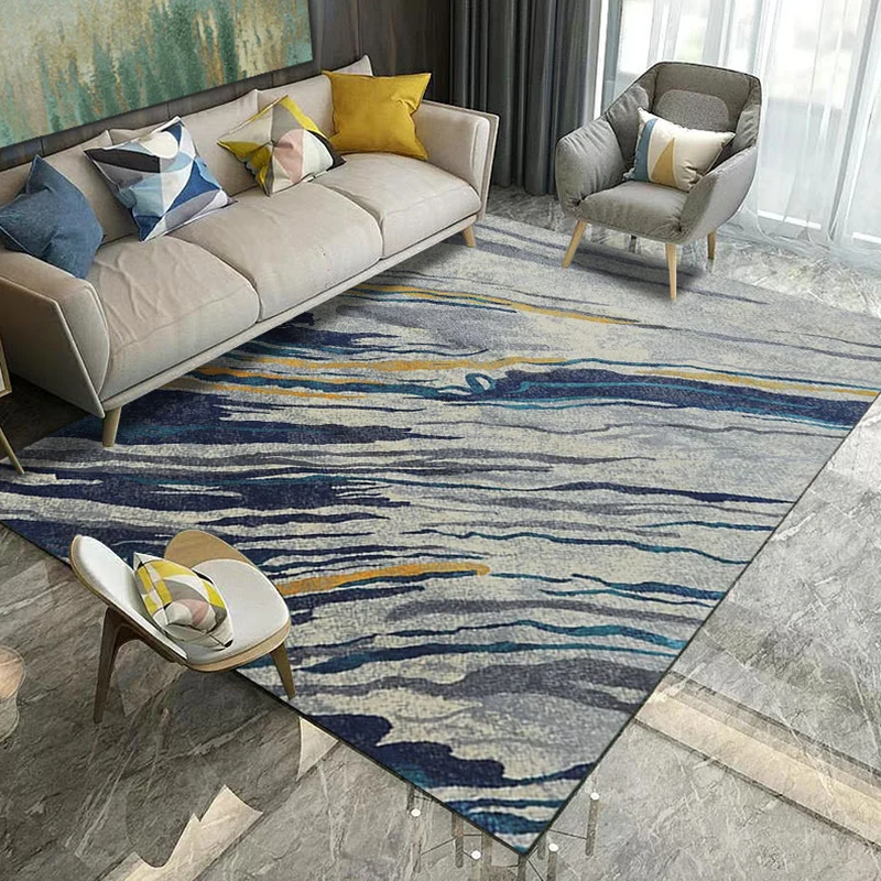 Luxuriöser Wohnzimmerteppich, mehrfarbig, geometrischer Teppich, Polypropylen, pflegeleicht, maschinenwaschbarer Teppich C...