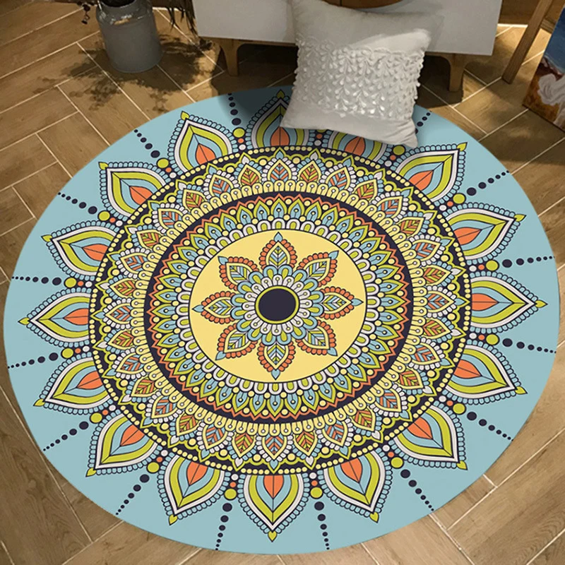 Marokkanischer Teppich mit Blumenmuster, rosa und blauer Flanellteppich, maschinenwaschbarer, rutschfester Teppich für Sch...