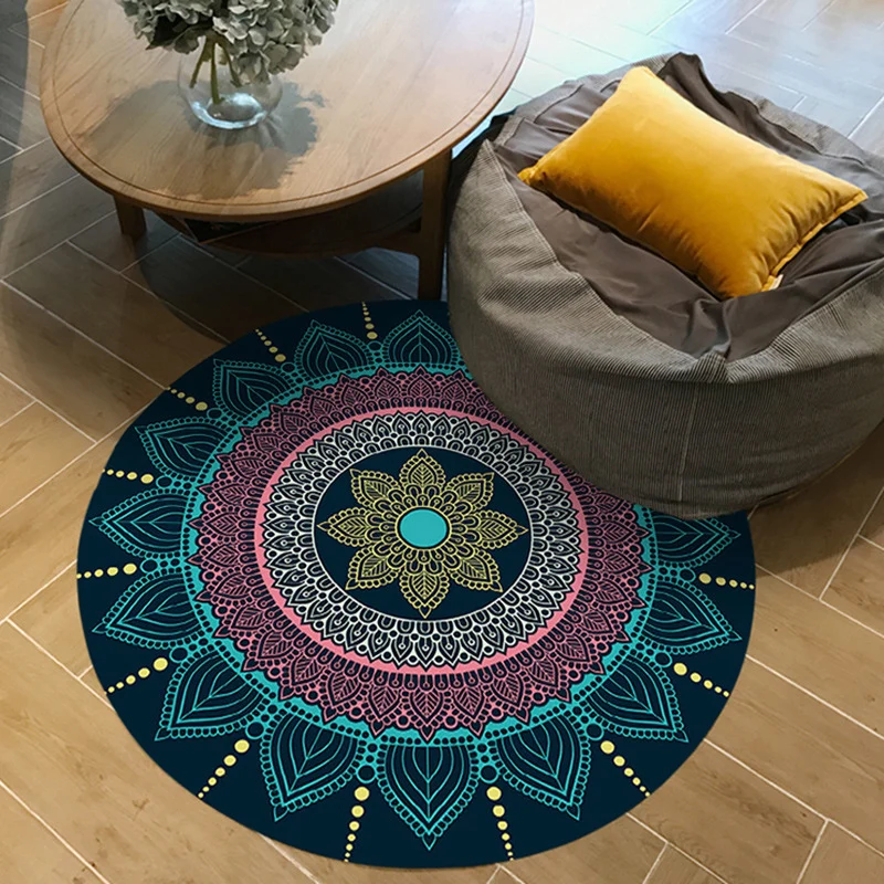 Marokkanischer Teppich mit Blumenmuster, rosa und blauer Flanellteppich, maschinenwaschbarer, rutschfester Teppich für Sch...
