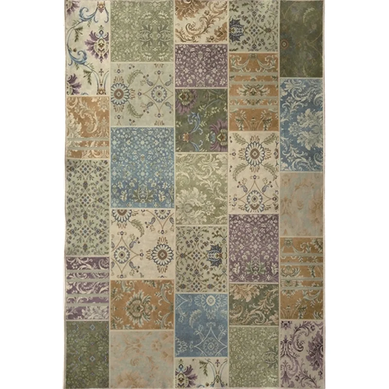 Marokkanischer Vintage-Teppich Distressed-Farben, Synthetik-Patchwork-Teppich, rutschfester, maschinenwaschbarer, schmutza...