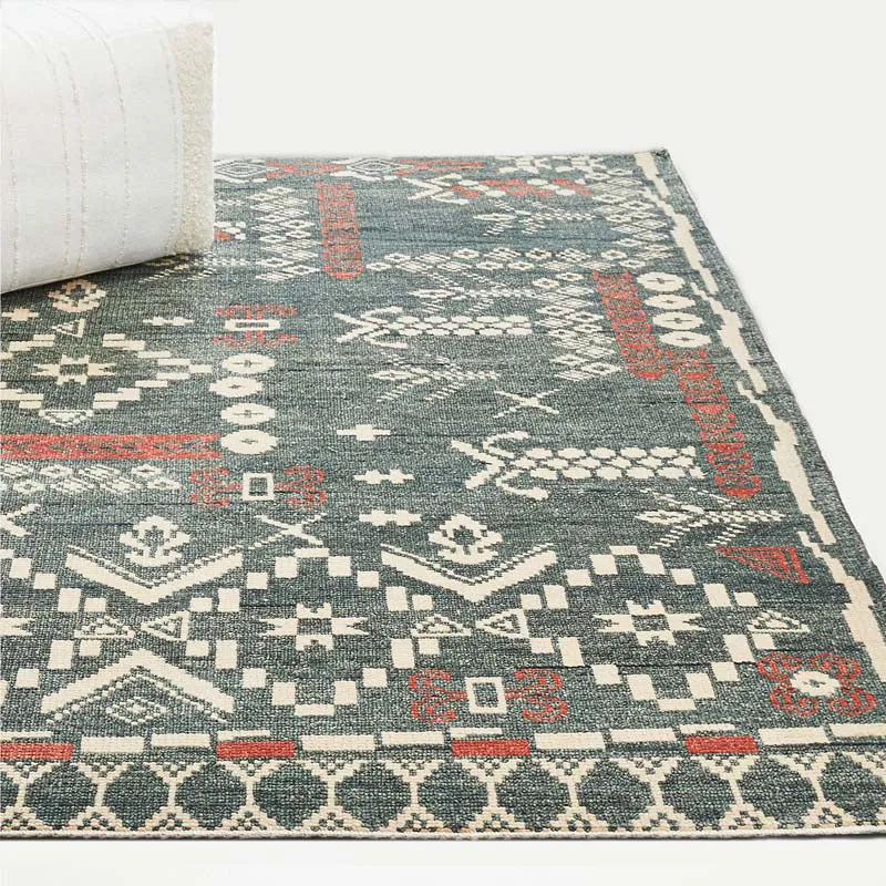 Mehrfarbiger Bohemian-Teppich aus Baumwollmischung mit Stammesmuster, maschinenwaschbarer, rutschfester Innenteppich für d...