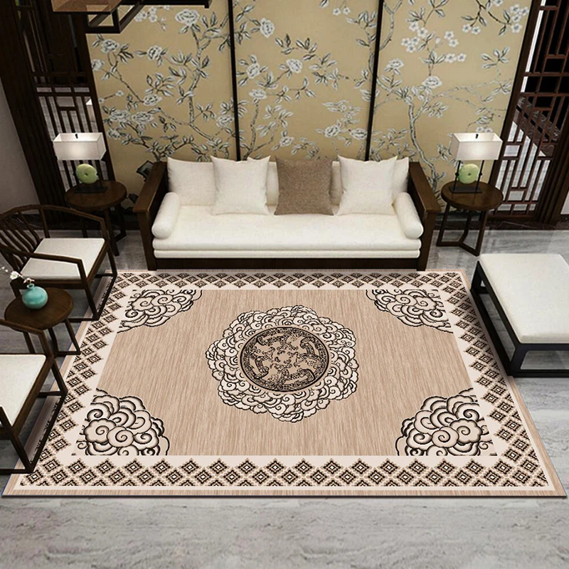 Mehrfarbiger Chinoiserie-Teppich, Polyster-Blumendruck, Innenteppich, rutschfeste Unterseite, haustierfreundlicher Teppich...