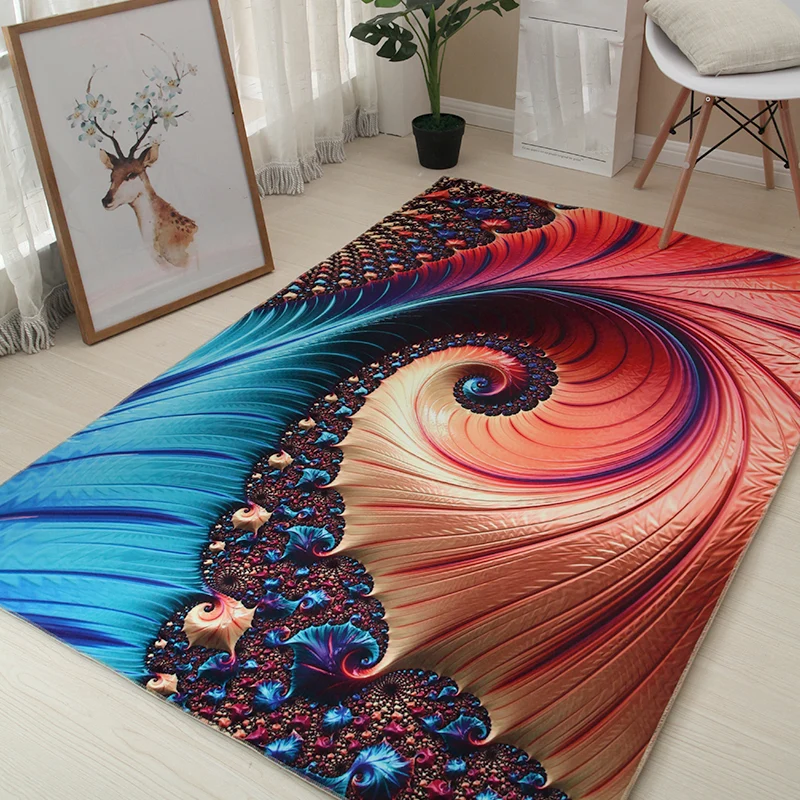 Mehrfarbiger kreativer Teppich aus Polypropylen mit Blumenmuster, rutschfester, waschbarer, haustierfreundlicher Teppich f...