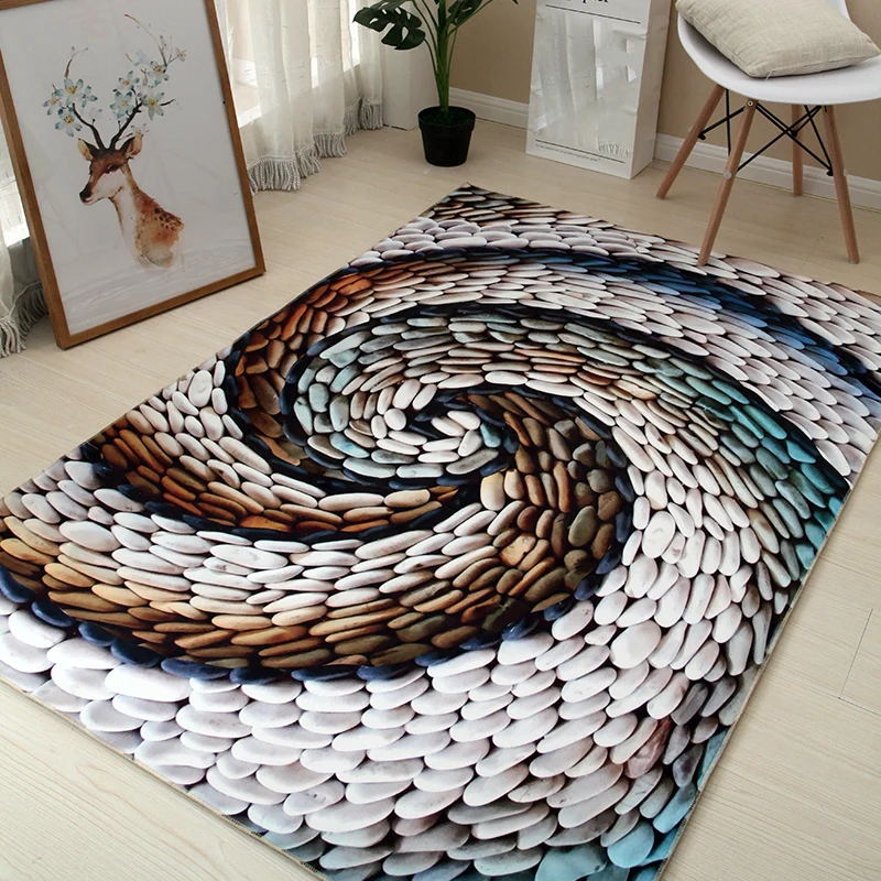 Mehrfarbiger kreativer Teppich aus Polypropylen mit Blumenmuster, rutschfester, waschbarer, haustierfreundlicher Teppich f...