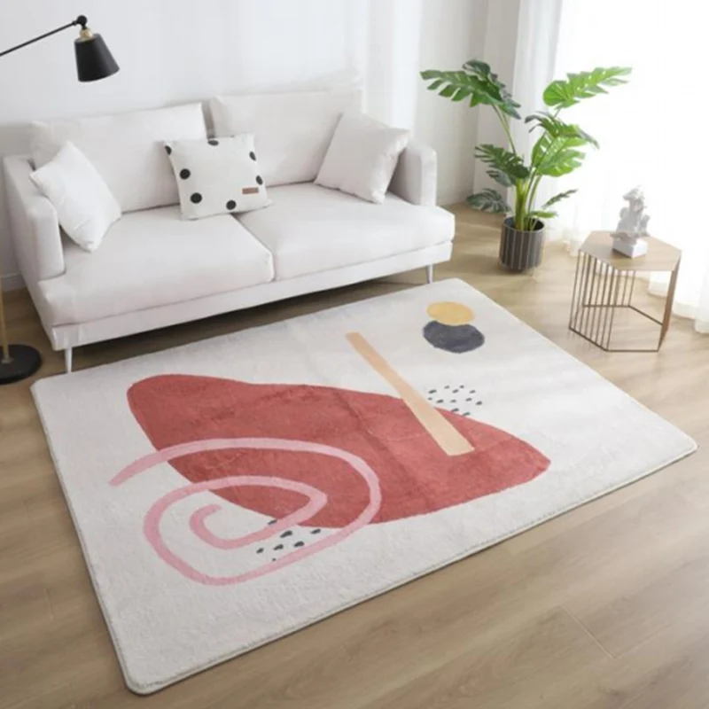 Mehrfarbiger nordischer Teppich aus handbedrucktem Polyester mit rutschfester Rückseite, maschinenwaschbarer Innenteppich...