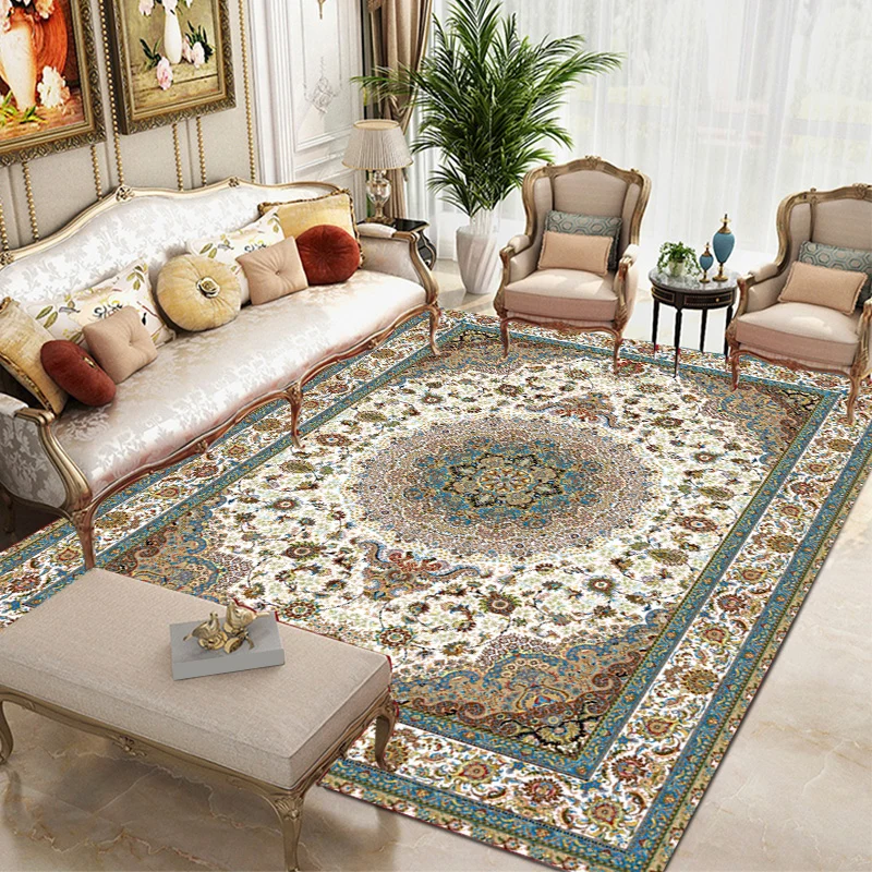 Mehrfarbiger orientalischer Teppich aus Baumwollmischung mit Blumenmuster, rutschfeste Unterseite, haustierfreundlicher In...