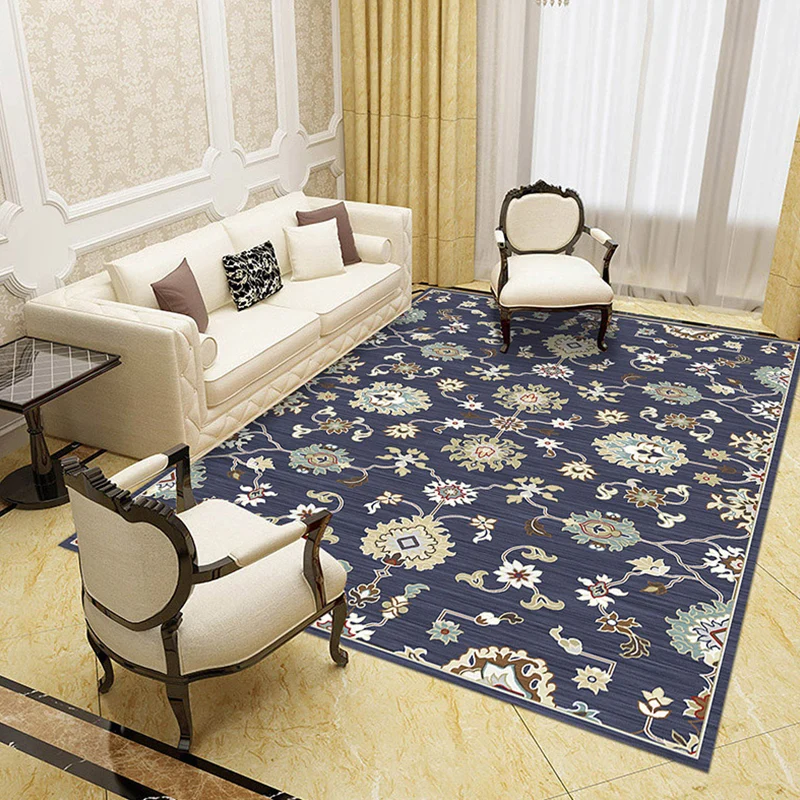 Mehrfarbiger Salonteppich mit Retro-Blumenmuster, Polyester, haustierfreundlich, waschbar, rutschfeste Unterseite Clearhalo