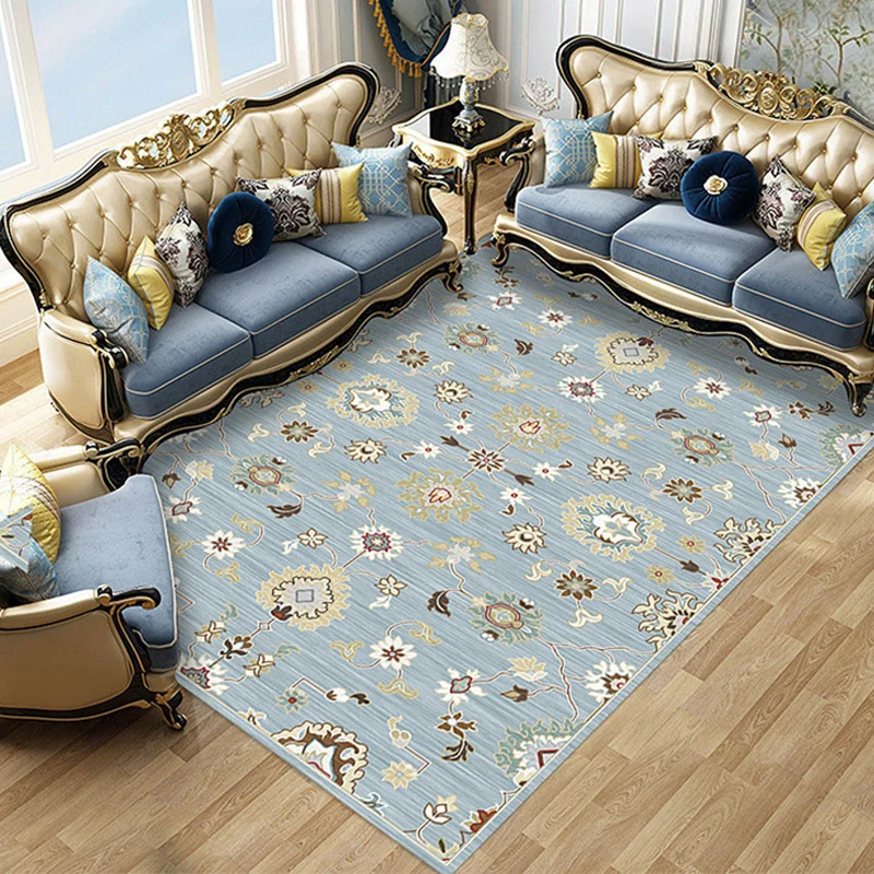 Mehrfarbiger Salonteppich mit Retro-Blumenmuster, Polyester, haustierfreundlich, waschbar, rutschfeste Unterseite Clearhalo