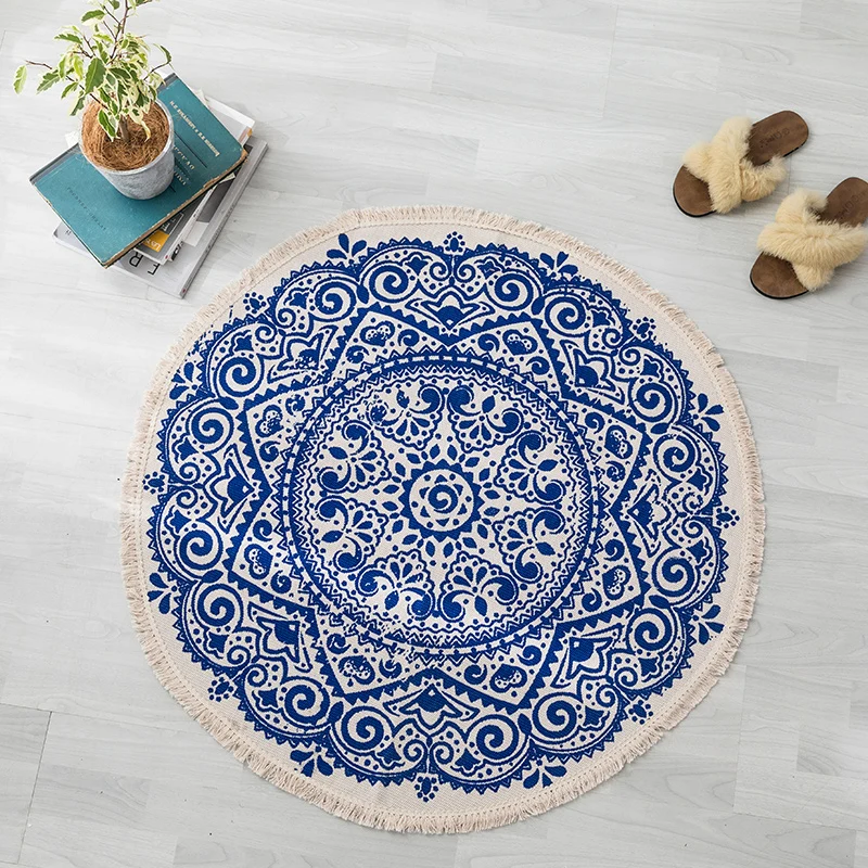 Mehrfarbiger Schlafzimmerteppich, entspannender, geometrisch bedruckter Flächenteppich, Jute, pflegeleichter, haustierfreu...