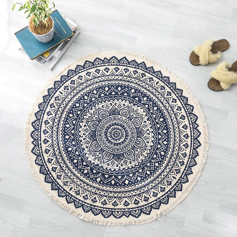 Mehrfarbiger Schlafzimmerteppich, entspannender, geometrisch bedruckter Flächenteppich, Jute, pflegeleichter, haustierfreu...