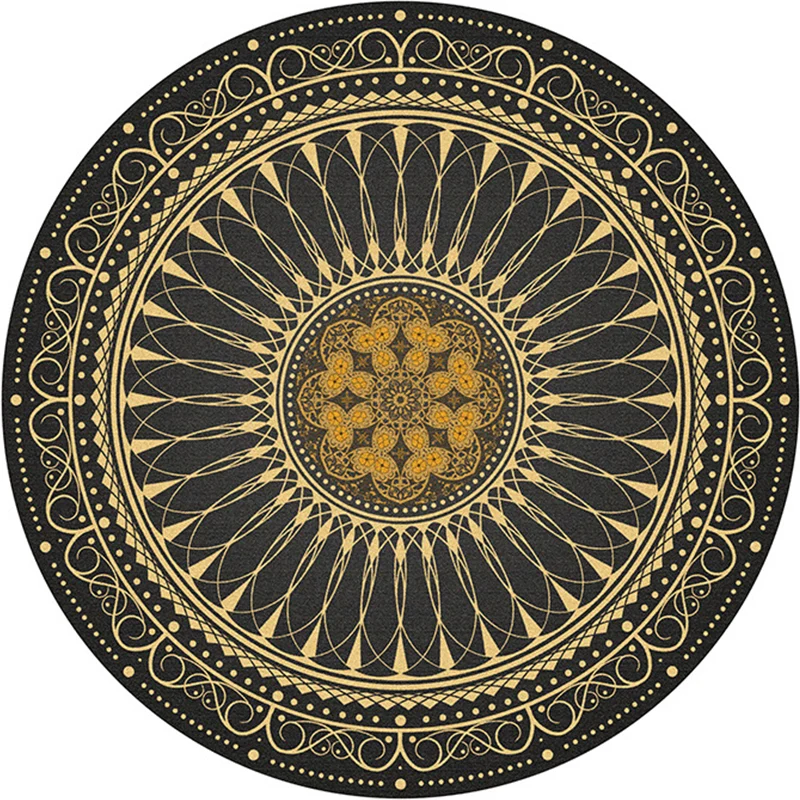 Mehrfarbiger Schlafzimmerteppich mit marokkanischem Mandala-Print, Synthetik, rutschfeste Rückseite, waschbar, schmutzabwe...