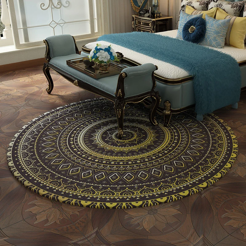 Mehrfarbiger Schlafzimmerteppich mit marokkanischem Mandala-Print, Synthetik, rutschfeste Rückseite, waschbar, schmutzabwe...
