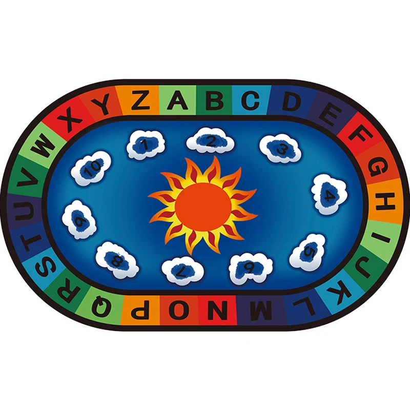 Mehrfarbiger Teppich für Kinderzimmer, Cartoon-Alphabet, Buchstaben und Zahlen, Teppich aus Polyester, haustierfreundlich...