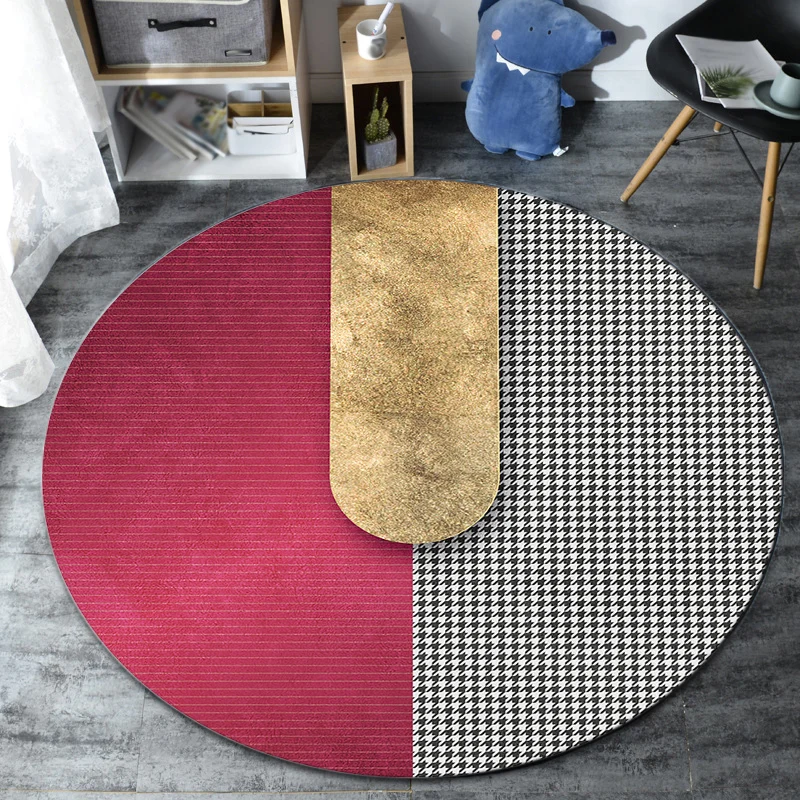 Mehrfarbiger Teppich mit geometrischem Muster, minimalistischer Teppich aus Polyester, haustierfreundlich, waschbar, rutsc...