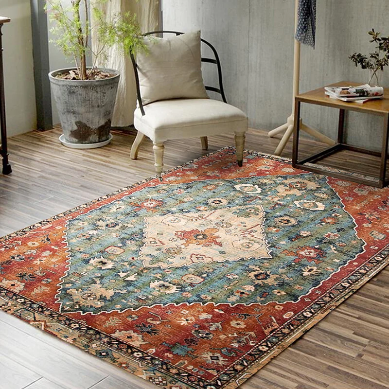 Mehrfarbiger Teppich mit Geomuster, Polypropylen, marokkanischer Teppich, pflegeleichter, haustierfreundlicher Innenteppic...
