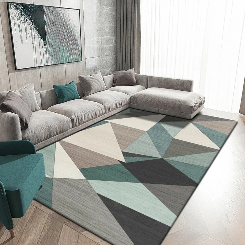Mehrfarbiger Wohnzimmerteppich, moderner, geometrisch gemusterter Teppich, rutschfester Synthetikteppich Clearhalo
