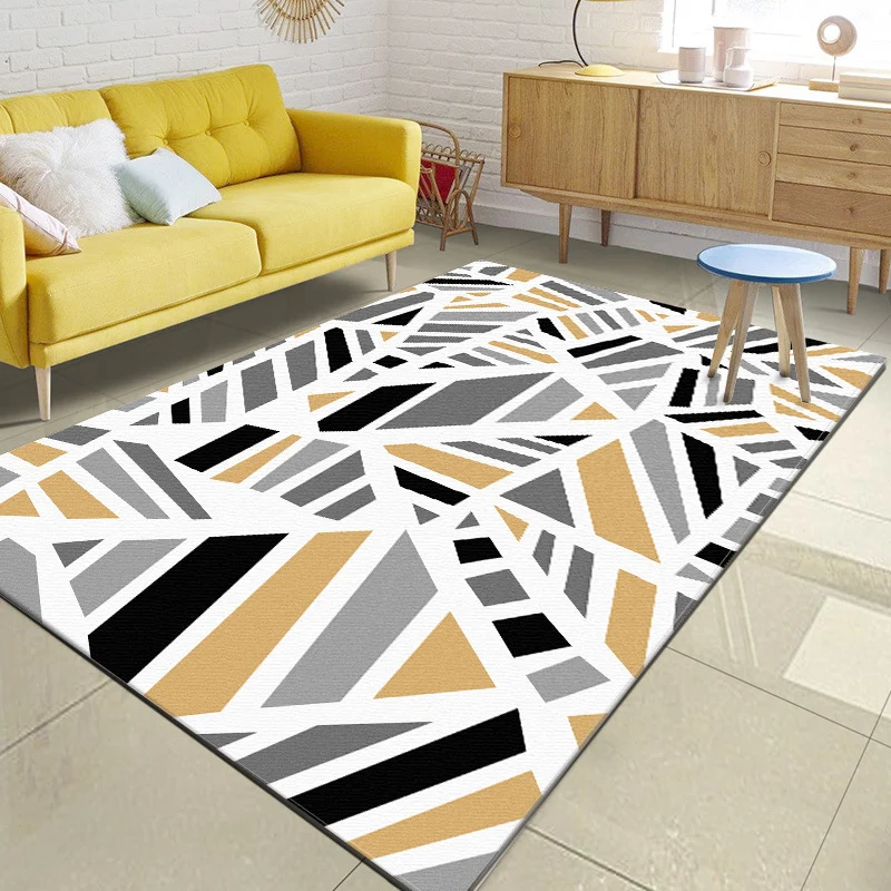 Minimalistischer moderner Teppich grauem geometrischem, unregelmäßig geformtem Muster, Teppich aus Polyester mit rutschfes...