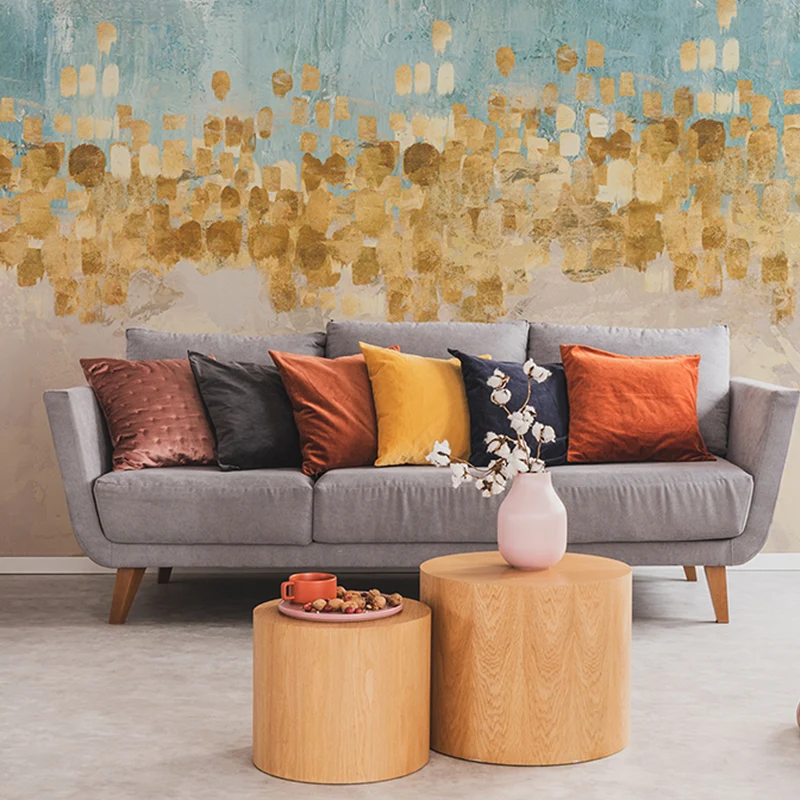 Minimalistisches goldenes Wandbild, buntes Muster, Wanddekoration für Galerie, Vliesstoff Clearhalo
