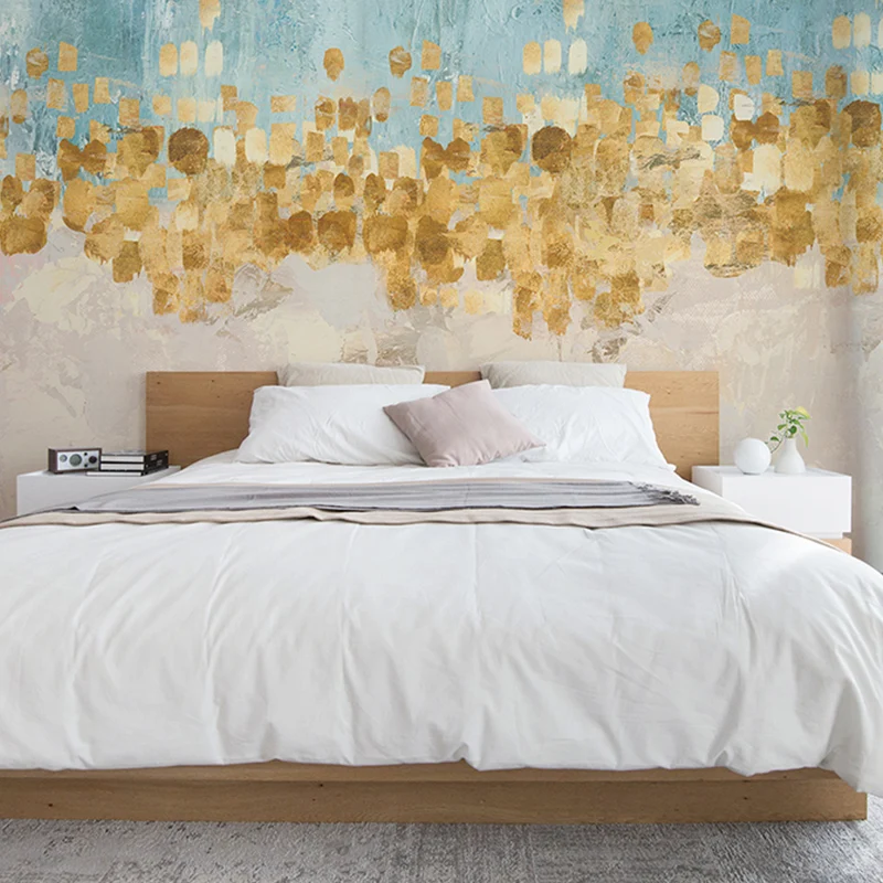 Minimalistisches goldenes Wandbild, buntes Muster, Wanddekoration für Galerie, Vliesstoff Clearhalo
